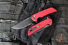 Protech Mordax Flipper- Smooth Red Finished Handle- Black DLC Magnacut Blade- Black Lip Pearl Button MX103-LTD RED