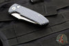 Protech Les George SBR Short Bladed Rockeye Out The Side (OTS)- Unique Striped Micarta Handle- Stonewash Blade