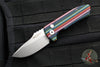 Protech Les George SBR Short Bladed Rockeye Out The Side (OTS)- Unique Striped Micarta Handle- Stonewash Blade V2