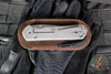 Chris Reeve Large Sebenza 31- Drop Point- Unique Graphic Titanium Handle- Amethyst Cabochon Inlay- Stonewash Magnacut Blade L31-1408-0136 V3