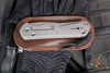 Chris Reeve Large Sebenza 31- Drop Point- Unique Graphic Titanium Handle- Amethyst Cabochon Inlay- Stonewash Magnacut Blade L31-1408-0136 V6