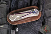 Chris Reeve Large Sebenza 31- Drop Point- Unique Graphic Titanium Handle- Amethyst Cabochon Inlay- Stonewash Magnacut Blade L31-1408-0136 V8