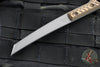 RMJ Stabby Guy- Ringed Chisel Tip- Tungsten Finished- Hyena Brown G-10- Bronze Hardware