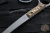 RMJ Stabby Guy- Ringed Chisel Tip- Tungsten Finished- Hyena Brown G-10- Bronze Hardware
