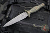 RMJ Tactical Raider Dagger Fixed Blade Combat Knife- Tungsten Finish- Dirty Olive Green G-10
