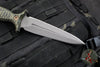 RMJ Tactical Raider Dagger Fixed Blade Combat Knife- Tungsten Finish- Dirty Olive Green G-10