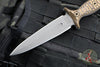 RMJ Tactical Raider Dagger Fixed Blade Combat Knife- Tungsten Finish- Hyena Brown G-10