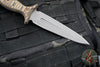 RMJ Tactical Raider Dagger Fixed Blade Combat Knife- Tungsten Finish- Hyena Brown G-10