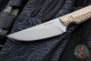 RMJ Unmei Fixed Blade Knife- Tungsten Finished- Hyena Brown G-10 Handle