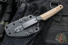 RMJ Unmei Fixed Blade Knife- Tungsten Finished- Hyena Brown G-10 Handle