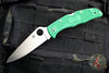 Spyderco Endura Lockback Knife- Green FRN Handle- Satin Flat Ground Blade C10FPGR