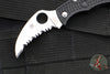 Spyderco Manbug Lockback Knife- Hawkbill Edge- Black Handle- Satin Full Serrated Blade MBHBS
