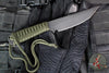 Strider Knives Fixed Blade- Tanto Edge- Green Cord- Black D2 Blade