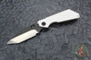 SMF Folder- Tanto Edge- White Finished Aluminum/Flamed Titanium Handle- Black Two-one Blade