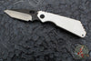 SMF Folder- Tanto Edge- White Finished Aluminum/Flamed Titanium Handle- Black Two-one Blade