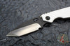 SMF Folder- Tanto Edge- White Finished Aluminum/Flamed Titanium Handle- Black Two-one Blade