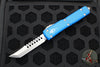 Microtech Ultratech OTF Knife- Hellhound- Blue Handle- Stonewash Blade 119-10 BLS