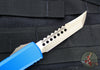 Microtech Ultratech OTF Knife- Hellhound Edge- Blue Handle- Bronzed Blade 119-13 BLS
