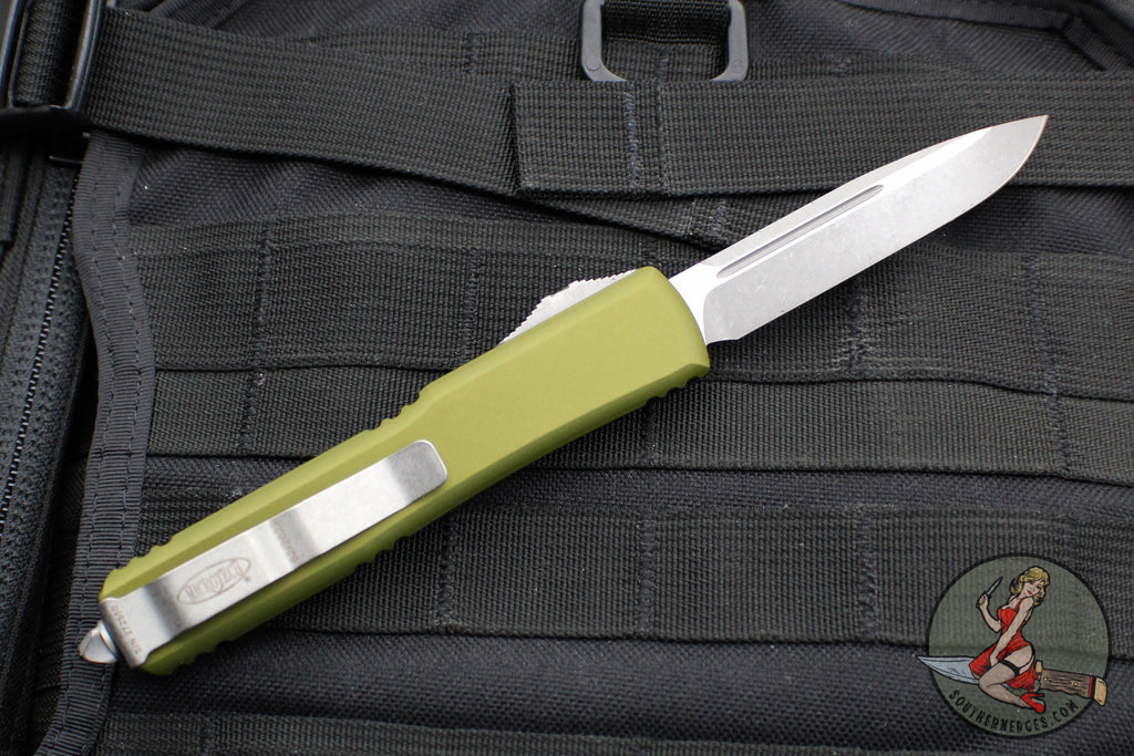 Microtech Ultratech OTF Knife- Single Edge- OD Green- Apocalyptic Blade 121-10 APOD