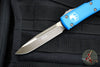 Microtech Ultratech OTF Knife- Single Edge- Blue Handle- Bronze Apocalyptic Blade 121-13 APBL