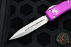 Microtech Ultratech OTF Knife- Double Edge- Violet Handle with Full Serrated Stonewash Blade 122-12 VI