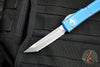 Microtech Ultratech OTF Knife- Tanto Edge- Distressed Blue Handle- Stonewash Full Serrated Blade 123-12 DBL