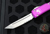 Microtech Ultratech OTF Knife- Tanto Edge-Violet Handle With Part Serrated Satin Blade 123-5 VI