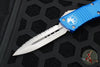 Microtech Blue Combat Troodon Double Edge OTF Stonewash Full Serrated Blade 142-12 BL