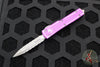 Microtech UTX-70 OTF Knife- Double Edge- Distressed Violet Handle- Double Full Serrated Apocalyptic Blade 147-D12 DVI