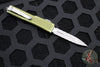 Microtech UTX-70 OTF Knife- Double Edge- Distressed OD Green Handle- Double Full Serrated Apocalyptic Blade 147-D12 DOD