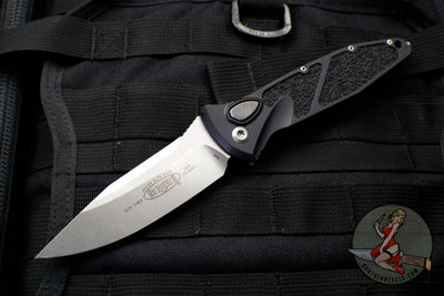Microtech Socom Elite- (OTS) Auto- Single Edge- Black Handle- Stonewash Blade 160A-10