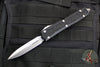 PREOWNED- Microtech Makora- Double Edge- Black Handle- Stonewash Plain Edge 206-10 S