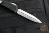 PREOWNED- Microtech Makora- Double Edge- Black Handle- Stonewash Plain Edge 206-10 S