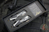 Microtech Combat Troodon OTF Knife Set- Hellhound And Warhound Edge- Molon Labe SET- Black SMOOTH Body Handle- Bronzed Apocalyptic Blade 219-13 SETMLS