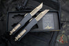 Microtech Combat Troodon OTF Knife Set- Hellhound And Warhound Edge- Molon Labe SET- Black SMOOTH Body Handle- Bronzed Apocalyptic Blade 219-13 SETMLS