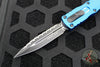 Microtech Dirac OTF Knife- Double Edge- Blue Handle- Black Full Serrated Blade and HW 225-3 BL