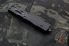 Microtech Dirac Delta OTF Knife- Double Edge- Tactical- Black Handle- Black Full Serrated Blade and Black HW 227-3 T