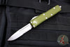 Microtech UTX-85 OTF Knife- Single Edge- OD Green Handle- Apocalyptic Part Serrated Blade 231-11 OD