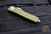 Microtech UTX-85 OTF Knife- Single Edge- OD Green Handle- Apocalyptic Part Serrated Blade 231-11 OD