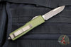 Microtech UTX-85 OTF Knife- Single Edge- OD Green Handle- Bronzed Apocalyptic Part Serrated Blade 231-14 APOD