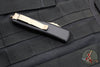 Microtech UTX-85 OTF Knife- Single Edge- Black Handle- Bronzed Part Serrated Blade 231-14