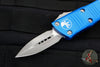 Microtech Mini Troodon OTF Knife- Double Edge- Blue Handle- Apocalyptic Blade 238-10 APBL