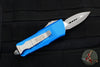 Microtech Mini Troodon OTF Knife- Double Edge- Blue Handle- Apocalyptic Blade 238-10 APBL