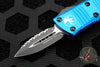 Microtech Mini Troodon OTF Knife- Double Edge- Blue With Black Full Serrated Blade 238-3 BL
