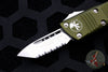 Microtech Mini Troodon OTF Knife- Tanto Edge- OD Green With Stonewash Full Serrated Blade 240-12 OD