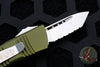 Microtech Mini Troodon OTF Knife- Tanto Edge- OD Green With Stonewash Full Serrated Blade 240-12 OD