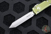 Microtech UTX-70 OTF Knife- Spartan Edge- Distressed OD Green Handle- Apocalyptic Plain Edge Blade 249-10 DOD