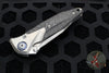 Microtech Socom Bravo- Single Edge- Bead Blast Finish Titanium Handle with Carbon Fiber Scales- Blue Pivot Collar 260-7 CFTI
