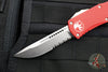 Microtech Hera OTF Knife- Single Edge- Red Handle- Stonewash Part Serrated 703-11 RD
