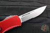 Microtech Hera OTF Knife- Single Edge- Red Handle- Stonewash Part Serrated 703-11 RD